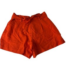 Ann Taylor Loft Womens sz S Linen Blend High Rise Paperbag Tie Waist Shorts New