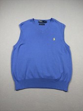 Polo Ralph Lauren Vintage Blue 100 Corron Golf V-Neck Sweater Vest Men  s M B77