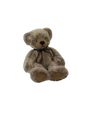 Vintage Russ Berrie WESLEY Plush Christmas Teddy Bear Plaid Bow Stuffed Animal
