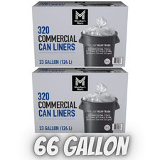 2 Pack Member's Mark High Density 33 Gallon Commercial Trash Bags Total 320 Bags