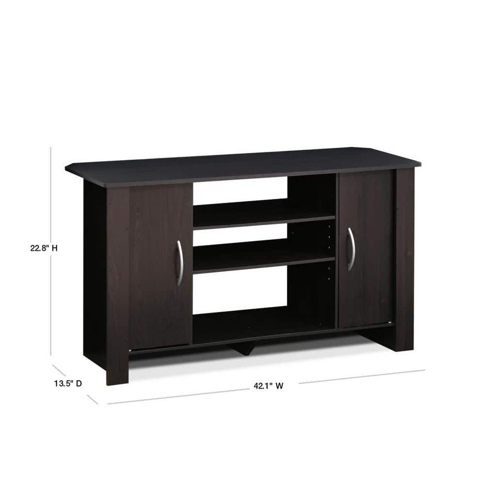 Media Console Table Cabinet Storage Espresso 42 In