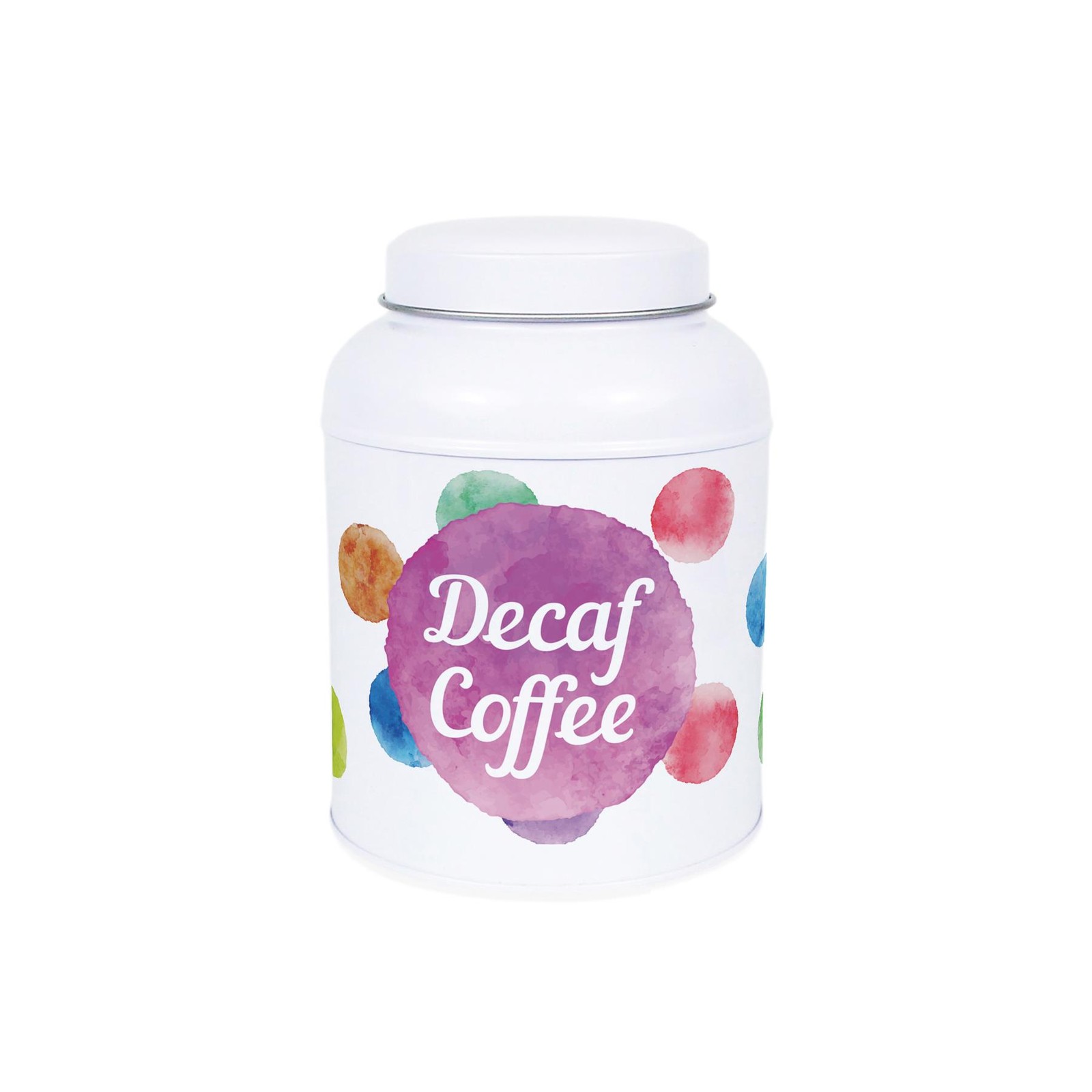 Purely Home Polka Dots Decaf Coffee Canister - Small Dome Lid Kitchen Storage Tin - Multicoloured - Image 2
