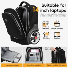 2 In 1 Carry On Travel Backpack 19" Rolling Backpack With Wheel  Handle