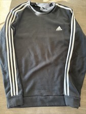 Adidas Mens Size Large 3 Stripe Original Crewneck Sweatshirt Black White Used