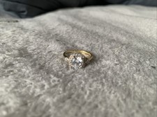 18k Gold Wedding Band with Zirconian Stone Engagement Ring