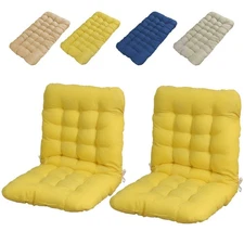 2Pack Foldable Desk Chair Cushions Thick Tufted Seat Pad with Elastic Back Strap