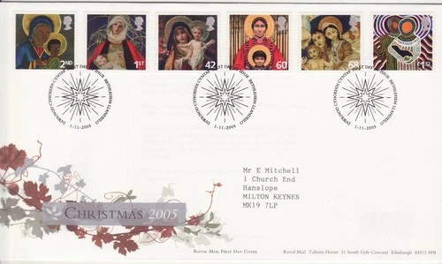 GB Stamps First Day Cover Xmas Christmas Madonna, religion, baby, Jesus SHS 2005