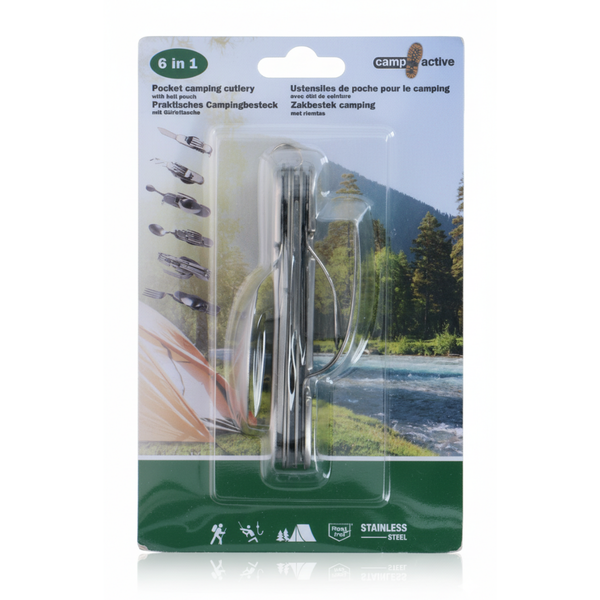 Jung Camping Besteck 6 In 1 Faltbar Reisebesteck LöFfel Messer Gabel Outdoor-image