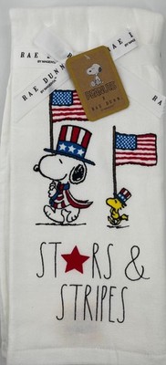 Peanuts - Snoopy and Woodstock Stars & Stripes Set of Two Dish Towels (Rae Dunn)