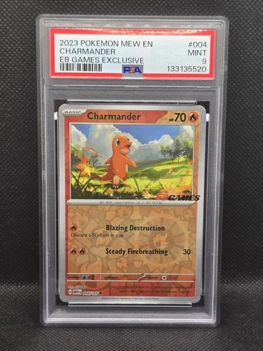 Pokemon 151 SV 004/165 EB Games Charmander Reverse Holo Promo PSA 9 - worldwide