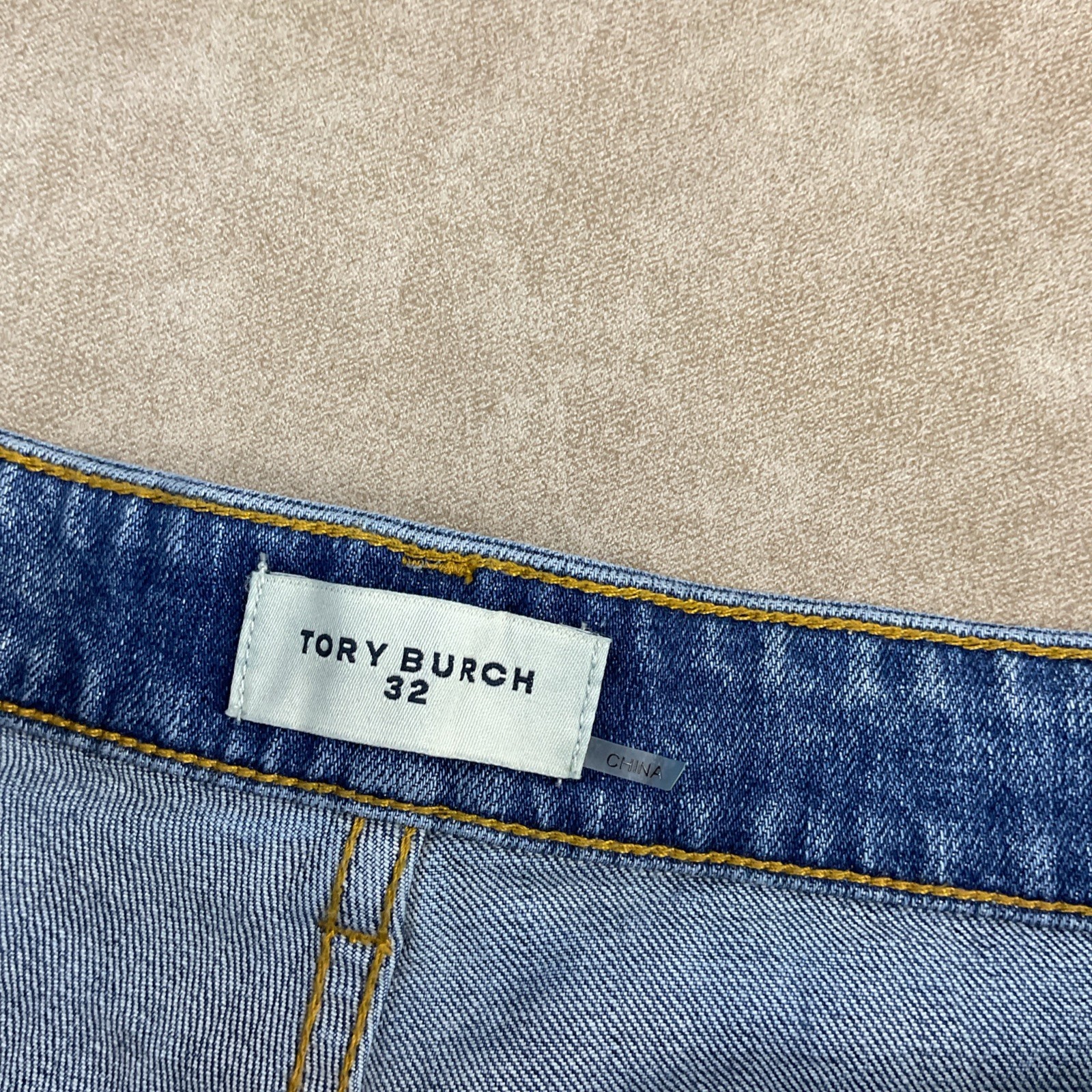 Tory Burch Jeans Cropped Flare Medium Vintage Wash Logo #168287 Women Sz 32 $230 thumbnail 5