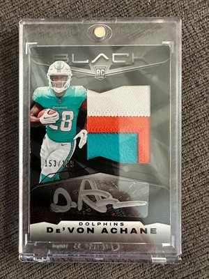 2023 Panini Black De’Von Achane Rookie 3 colored Patch Auto RPA RC /199 Dolphins