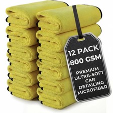THEPROSTUFF Car Detailing Microfiber Towels, 800 GSM Plush 16x16, 12 Pack