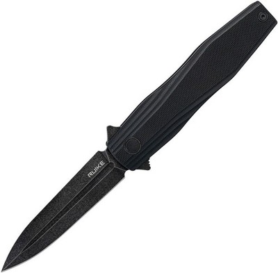 RUIKE P188 Linerlock Black Folding Knife 3.58 in