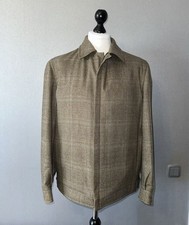 Men Brioni Bomber Brown Wool 44