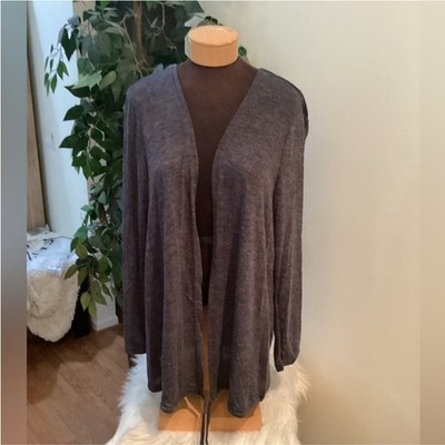 SHEIN Essnce drawstring hem navy blue marled placket coat Woman s 3X