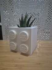 3D Printed Wall Vase for LEGO Flowers - 4 Stud White Hanging Pot - Small 9cm