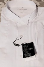 Men's VITARELLI Italy White Tuxedo Shirt 17 1/2, 34/35 Slim Fit NWT