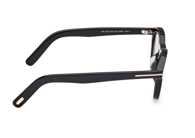 Tom Ford FT1123-D 01A Shiny Black/Smoke Round Men's