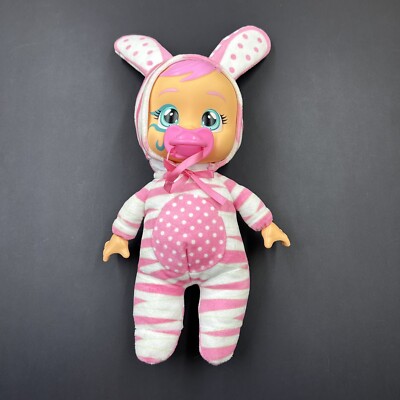 Cry Babies Coney Tiny Cuddles 10'' Dolls Bunny Costume Ears Pink White Pacifier
