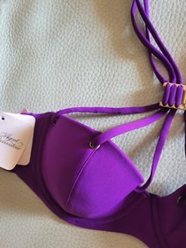 NWT Agent Provocateur Kimmi Bikini Top Orchid Purple Gold Detail Size 10D / 32D