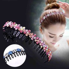 Teeth Non-Slip Headband Women Hair Band Hoop Flower Rhinestone Hair Accessory
