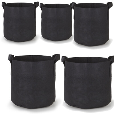 Lot 100 x 7 Gallon Grow Bags Aeration Fabric Pot Planter Root Growing Soil pots