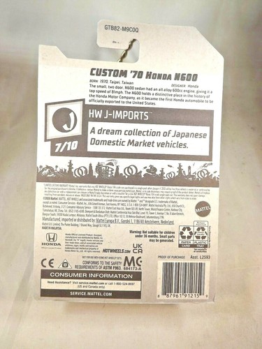 2021 Hot Wheels #187 HW J-Imports 7/10 CUSTOM '70 HONDA N600 Teal Variant w/5 Sp - Picture 5 of 5