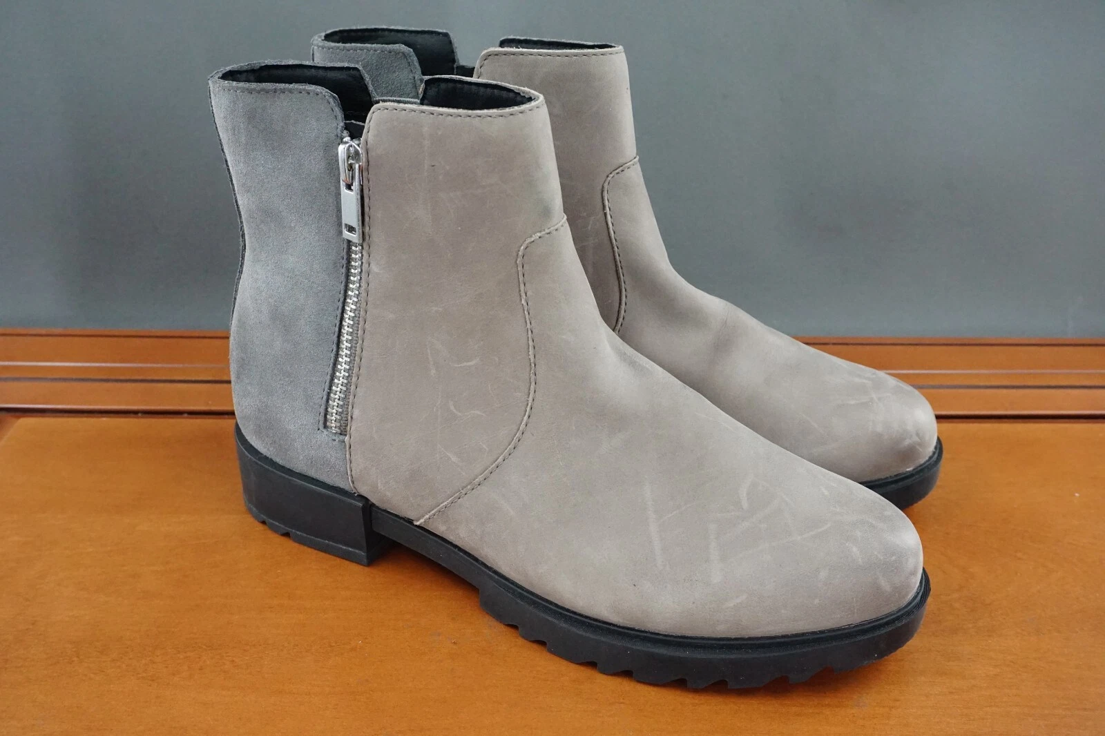 sorel emelle ii leather pull on waterproof zip ankle bootie boots