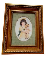 VTG Ornate Gold Gilt Shadow Box Wall Frame 7  x9  Nursery Girl Doll Lithograph