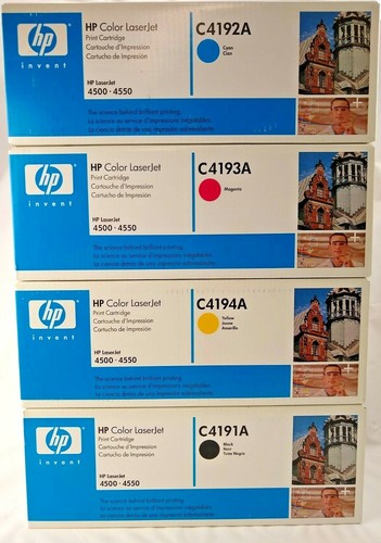Nuevo Sellado 4 Lote HP LaserJet 4500 4550 Negro Amarillo Cian Magenta  Toner Cartucho | eBay