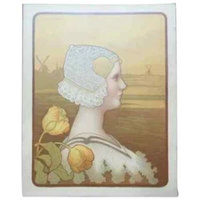 Antique Art Nouveau Lithograph Titled "Queen Wilhelmina" by Master French artist
