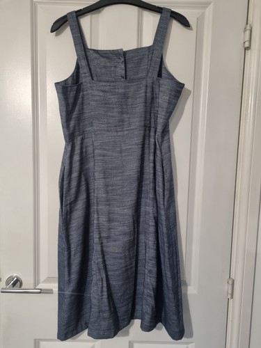 BEBE PLUS DENIM BLUE FLECK BUTTON FRONT STRAPPY KNEE LENGTH SUMMER SHIFT DRESS S - Picture 4 of 5