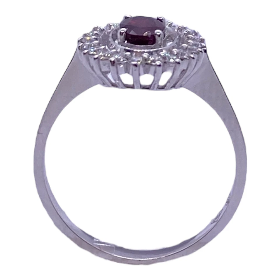 Anillo Princesa De Oro Blanco Con Rubí Y Diamantes - Imagen 3 de 4