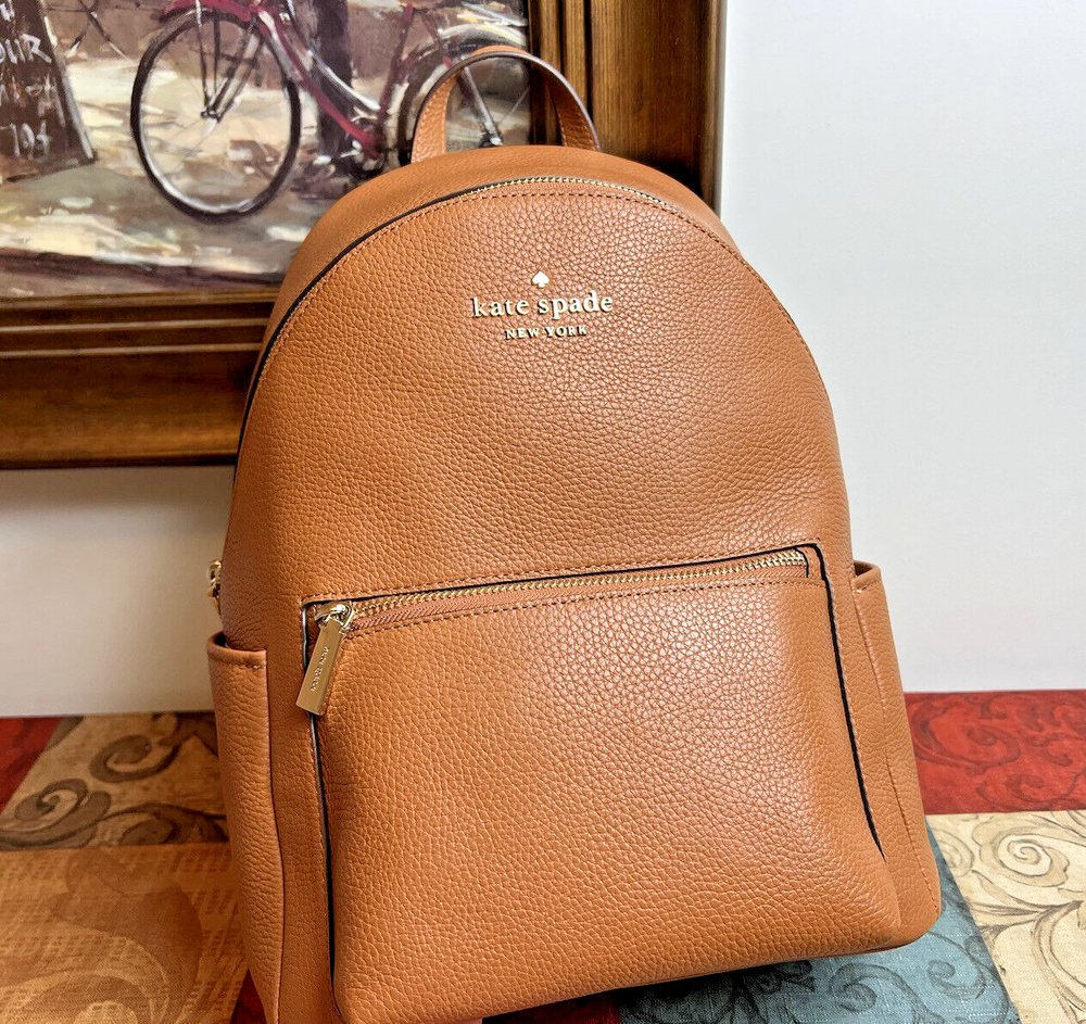 Kate Spade Leila Pebbled Leather Medium Dome Backpack In Brown NWT