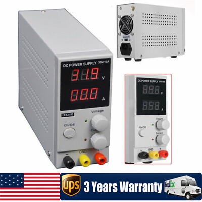 Power Supply DC 30V 10A Adjustable Digital Lab Bench Power Source Stabilized TOP