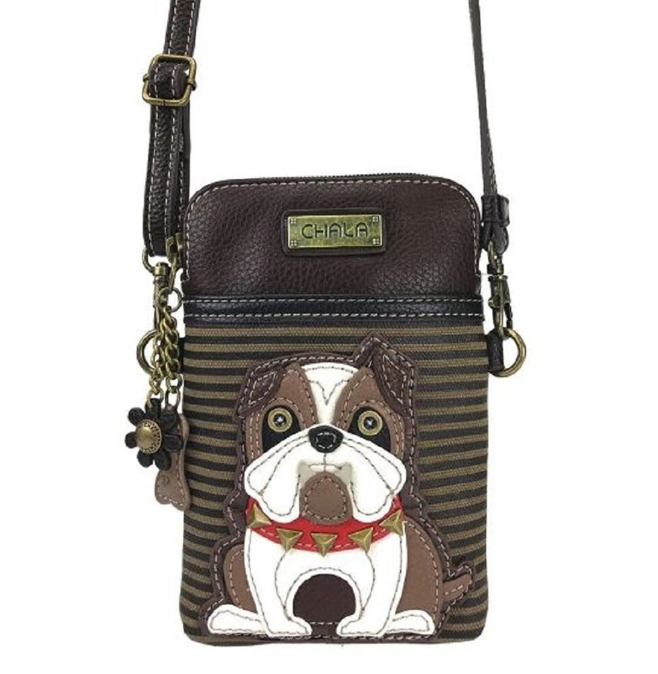 Encantador Bolso Bandolera Chala Grumbly Bull Perro Teléfono Celular Cartera Mini