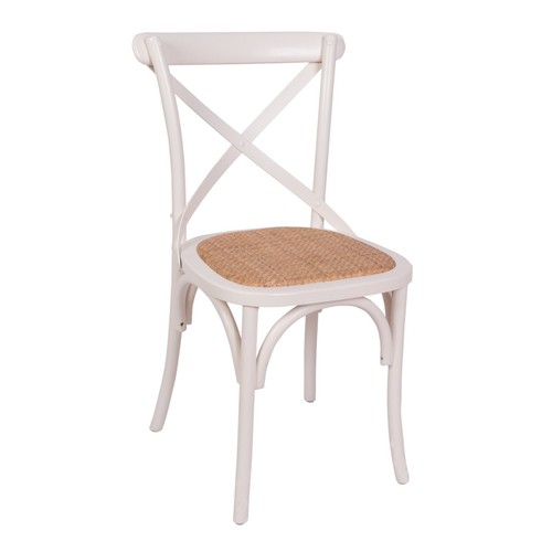 Rivera Cross Back Dining Chair With Rattan Seat (Set of 2) - White - Picture 4 of 6