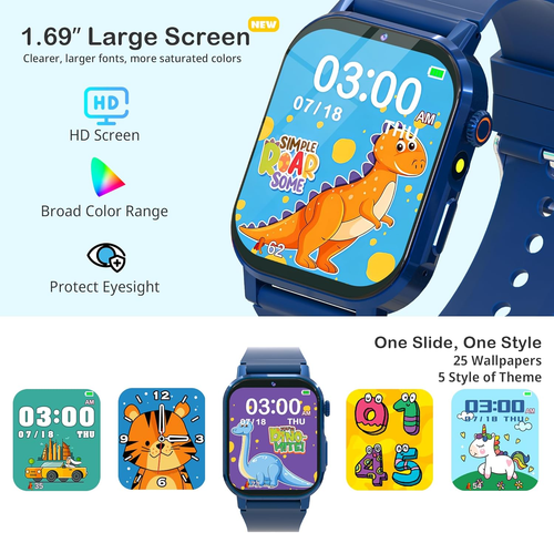 Kinder Smartwatch Jungen, Smartwatch für Kinder von 5-12 Jahren mit 32 Puzzlespielen 12/24 - Bild 8 von 12