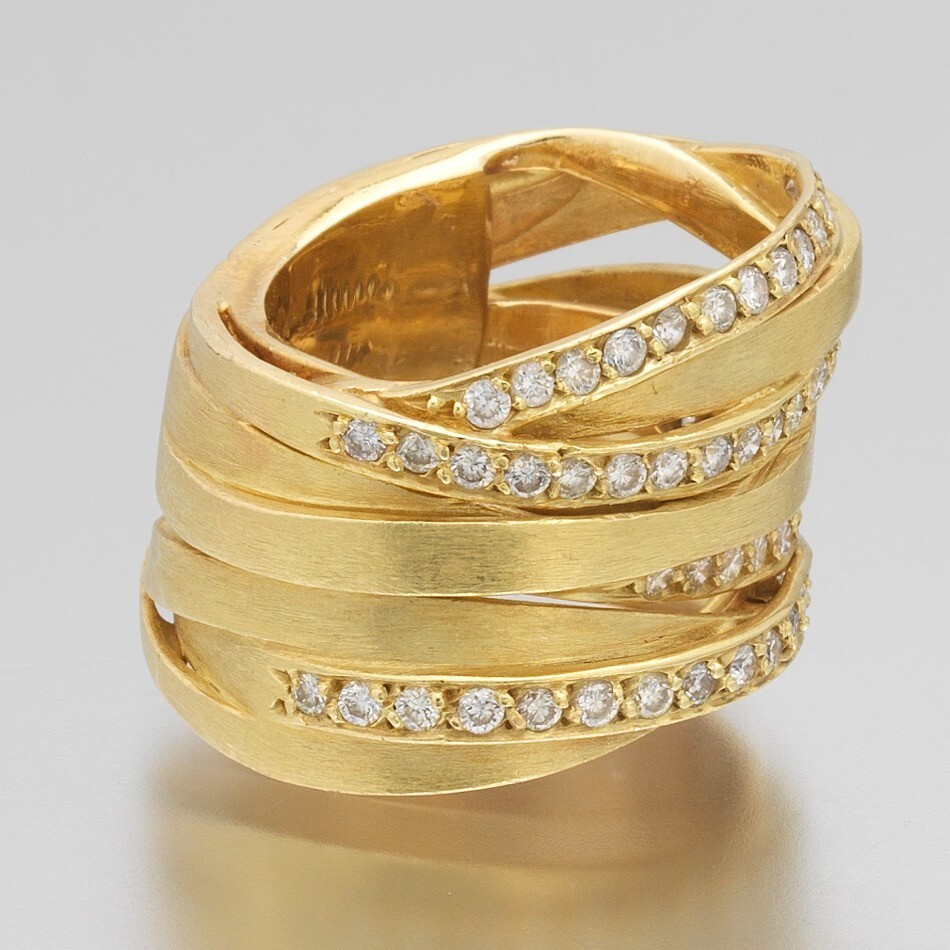18K Diamond Multiple Crossover Ring - image 6