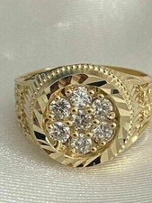 14k Yellow Gold Finish 2Ct Round Cut Lab-Created Diamond Cluster Men's Gift Ring