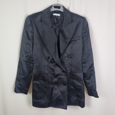 Bella Freud Six Button Blazer, Black Satin, Size 8 (new/no Tags)