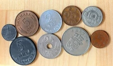 Denmark Lot of 9 Different Coins