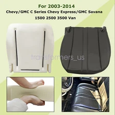 For 2003-2014 Chevy C Series Driver Bottom Leather Seat Cover & Foam Dark Gray