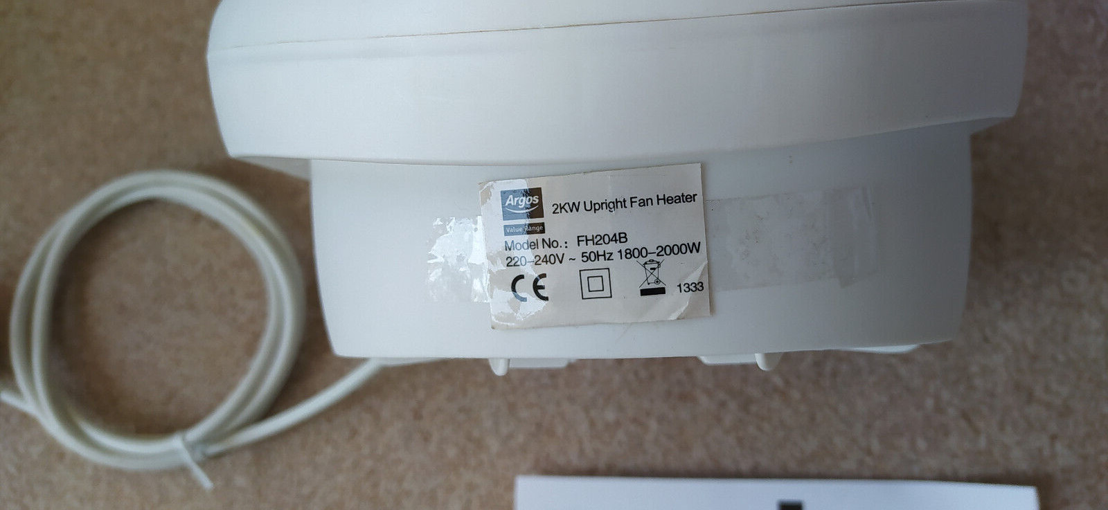 Fan Heater/Argos 2KW 2000W Portable Heater/Adj.Termostat/Cool/Warm/Hot  Setting | eBay