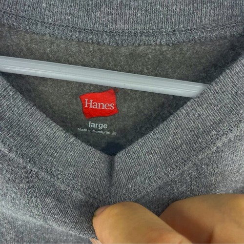 HANES Kids Unisex Simple Grey Sweatshirt Cute White Paint Stains on Arms Size L - Picture 5 of 5