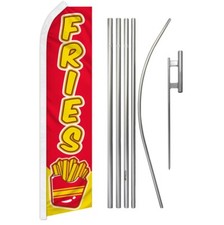 Fries Advertising Swooper Feather Flutter Flag Pole Kit Concessions Food