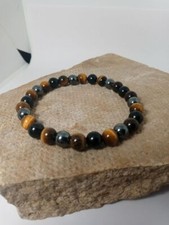 Tiger's Eye Hematite Obsidian Triple Protection Bracelet / 8mm Gemstone Beads