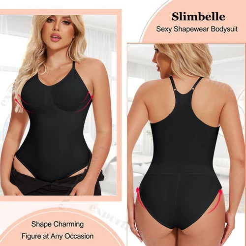 Women Seamless Racerback Body Shaper Tummy Control Slimming Shapewear Bodysuit - Picture 7 of 21