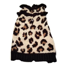 Vibrant Life CHEETHA LEOPARD PRINT DOG SWEATER Size MEDIUM 20-50 lb Knit Ruffles